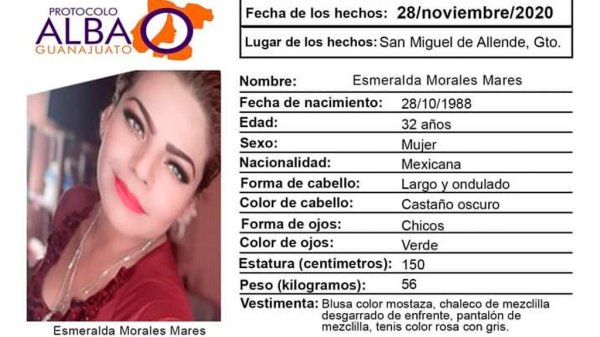 Piden ayuda para encontrar a Esmeralda