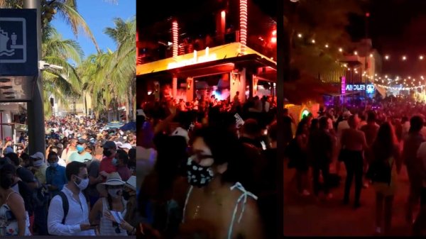 Pese a semáforo rojo, Playa del Carmen se llena de gente en Año Nuevo