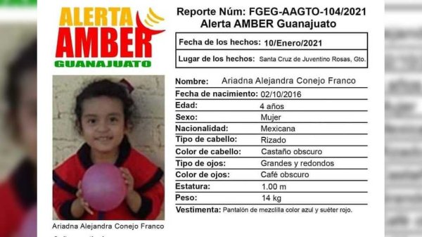 A casi dos meses de su desaparición, siguen buscando a pequeña de 4 años en Juventino Rosas