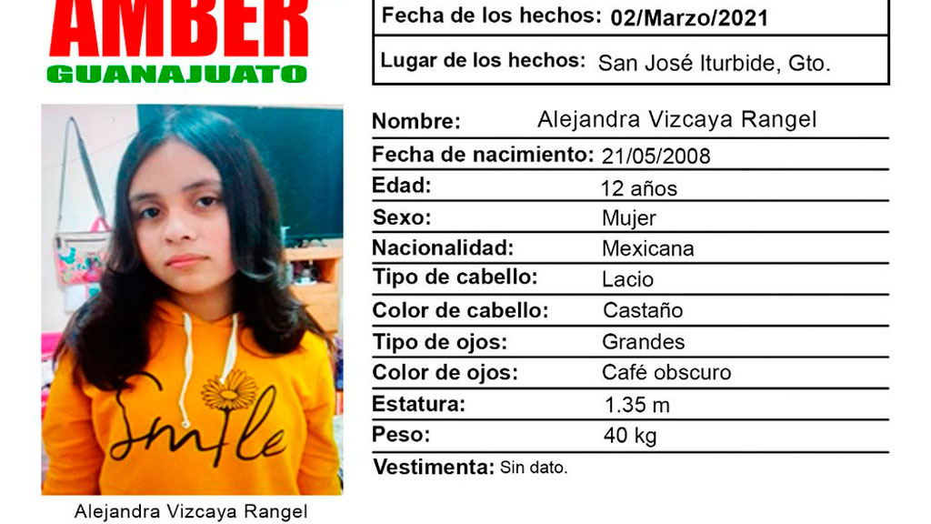 Desaparición de jovencita en San José Iturbide activa Alerta Amber