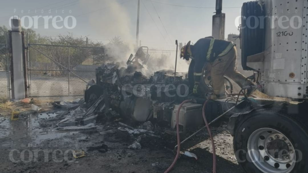 Se incendia tráiler que trasportaba ganado en comunidad de Abasolo