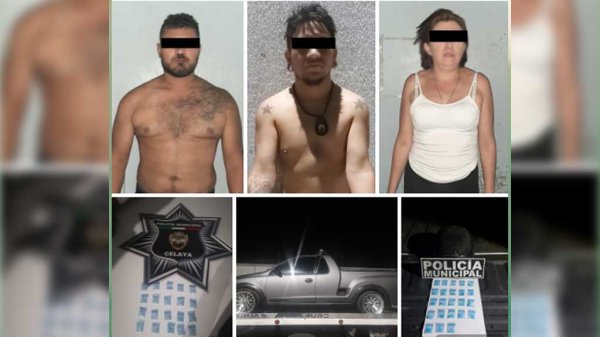 Dos hombres y una mujer fueron detenidos en Celaya por posesión de drogas