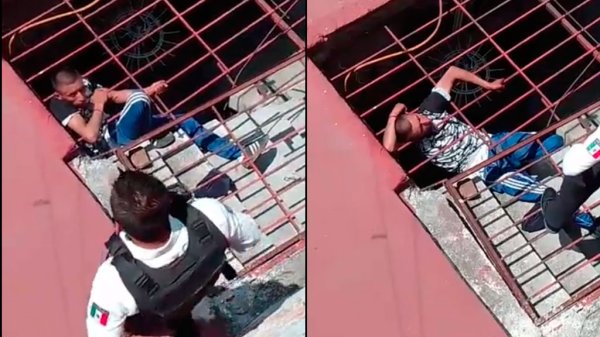 VIDEO. LADRÓN queda ATORADO en una casa y tiene que esperar a que la policía lo rescate