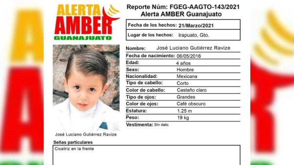 Activan alerta por la desaparición de un niño de 4 años en Irapuato