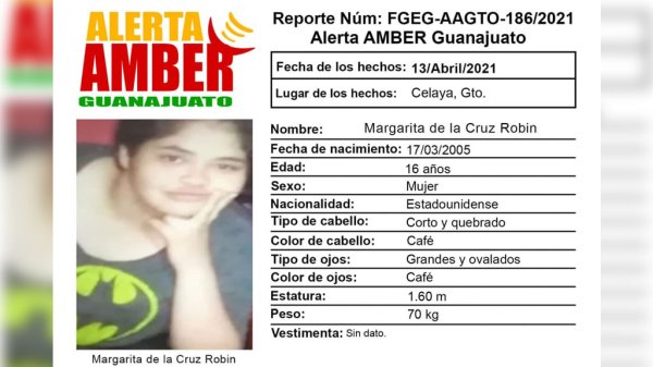 Activan Alerta Amber por menor norteamericana desaparecida en Celaya