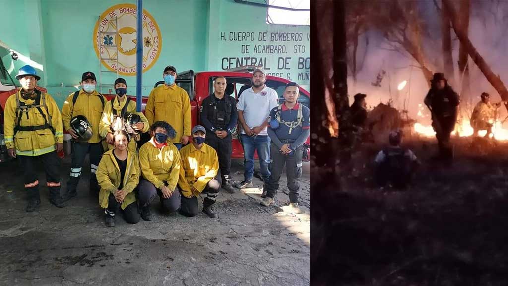 Sale de Acámbaro tercera brigada para controlar incendio en Sierra de Desmontes