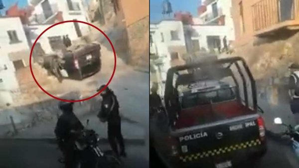 Policías abaten a civil tras persecución en Marfil; auto queda volcado en plena calle