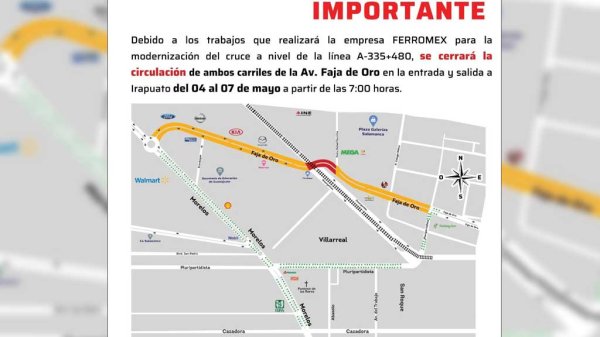 Cerrarán avenida Faja de Oro de Salamanca para la modernización de cruce vial