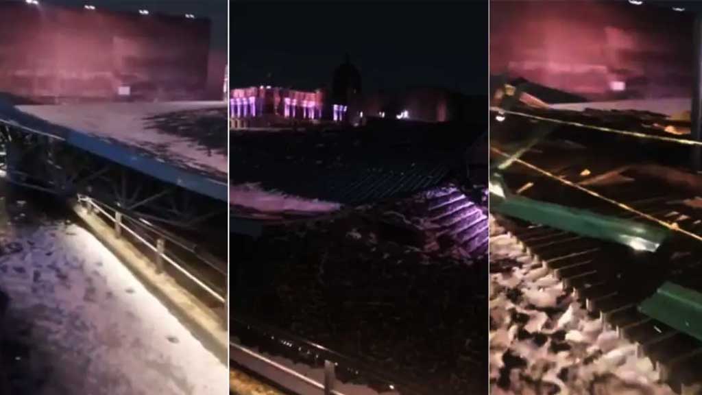 VIDEO: Fuerte granizada derrumba techo del Templo Mayor