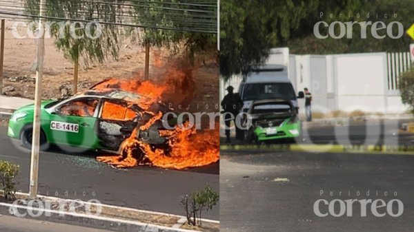 Atacan a taxista de Celaya a balazos y luego le prenden fuego con una molotov