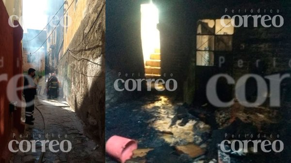 Incendio arrasa con casa en el callejón de Gritería en Guanajuato