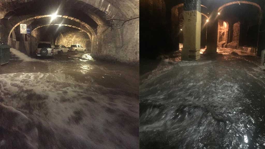 Tormenta inunda la Subterránea y deja sin luz a habitantes de Guanajuato capital