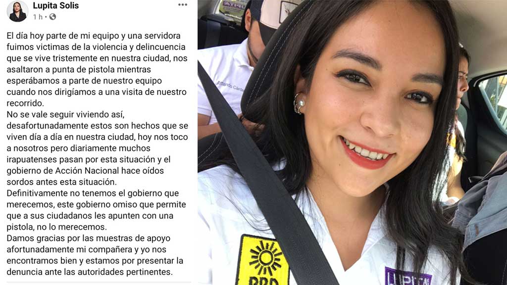 Candidata del PRD denuncia haber sido asaltada a mano armada en Irapuato