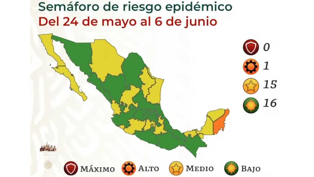 Mayoría de estados en México ya son verdes en semáforo de riesgo; solo uno es naranja