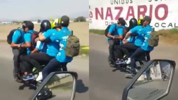 Sin miedo a nada: Graban a cinco mexiquenses viajando en UNA SOLA moto