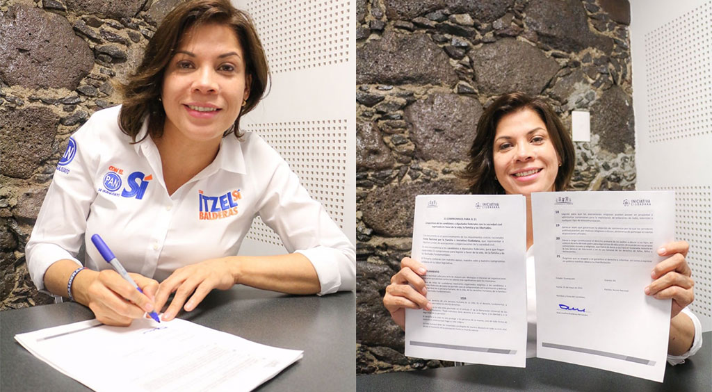 Firma Itzel Balderas 21 compromisos en favor de la vida, la familia y las libertades