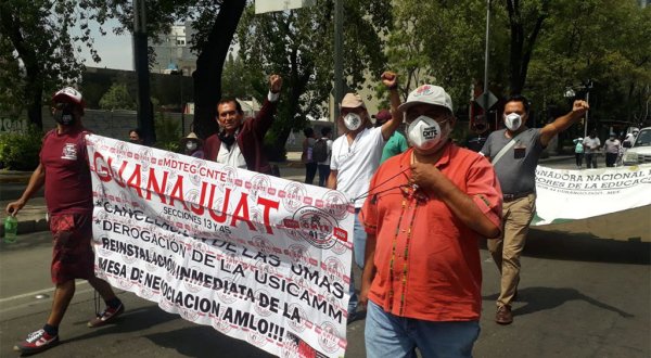 Docentes guanajuatenses se unen a la CNTE para manifestar agresiones contra normalistas