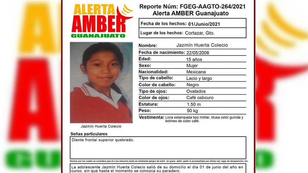 Activan Alerta Amber por la desaparición de una quinceañera en Cortazar