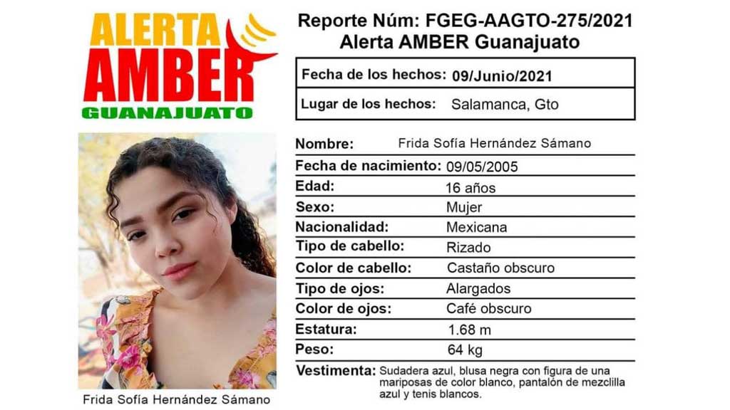 Emiten Alerta Amber por Frida Sofía, menor desaparecida en Salamanca