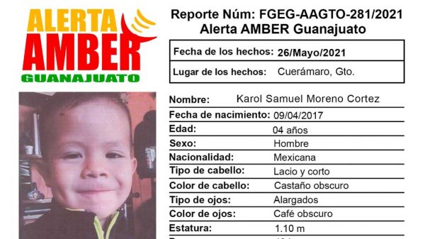 Activan Alerta Amber tras desaparición de pequeño de 4 años en Cuerámaro