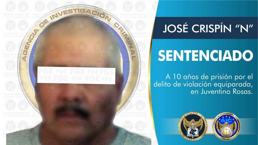 José pasará 10 años en prisión por violar a una menor de edad en Juventino Rosas