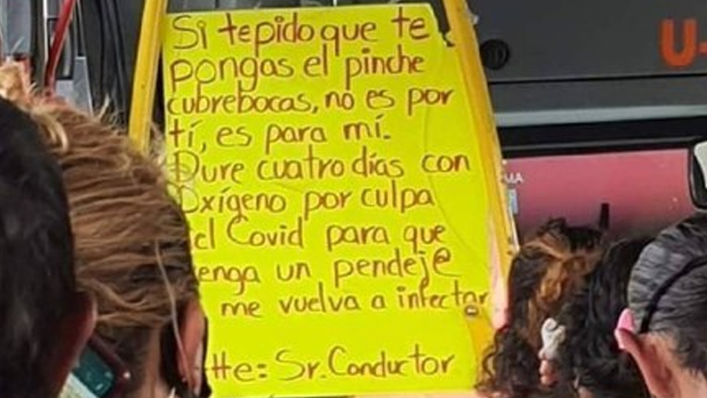 “Te pido que te pongas el pinch# cubrebocas”, pide chofer de camión: “Duré 4 días con oxígeno”