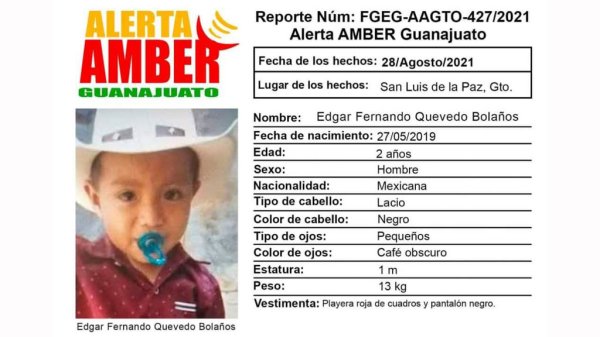 San Luis de la Paz: Activan Alerta Amber por menor de 2 años desaparecido