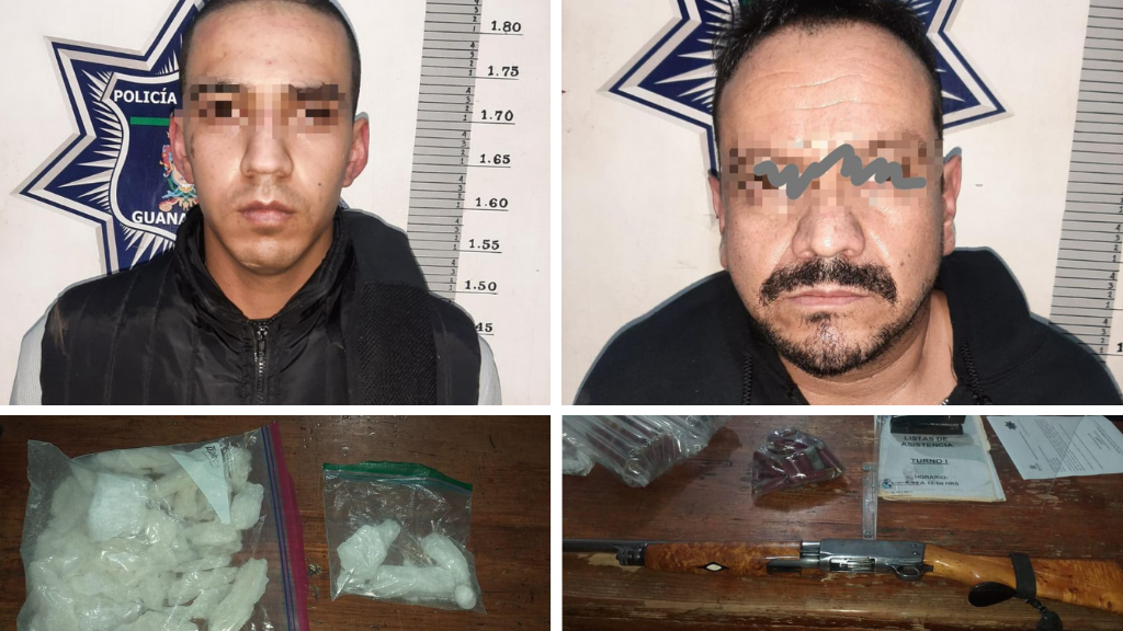 Los detienen con 1 kilo de cristal y una escopeta en callejón de Guanajuato