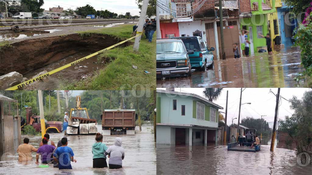 Tormentas dejan derrumbes, socavones, inundaciones en Yuriria, Celaya y Salamanca