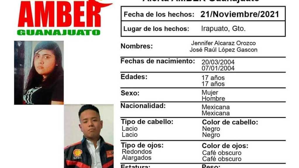 Activan alerta amber por dos adolescentes irapuatenses