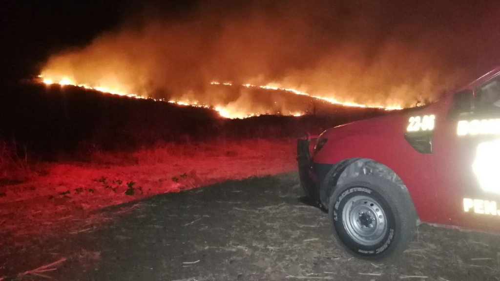 Incendio forestal en comunidad Pénjamo deja 22 hectáreas de pastizal dañadas