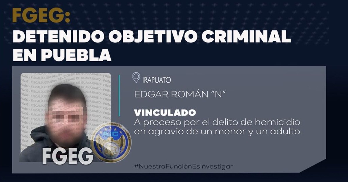 Detienen a doble homicida de Irapuato que se escondía en Puebla