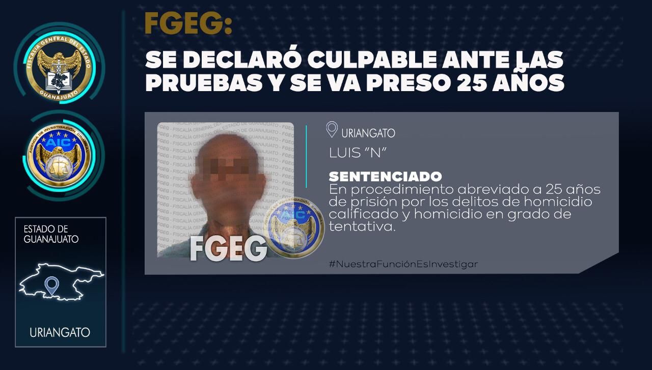 Lo condenan a 25 años de prisión por el homicidio de un hombre en Uriangato