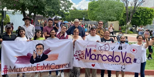 Desde el Arco de La Calzada del León Malú Micher refrenda apoyo a Marcelo Ebrard