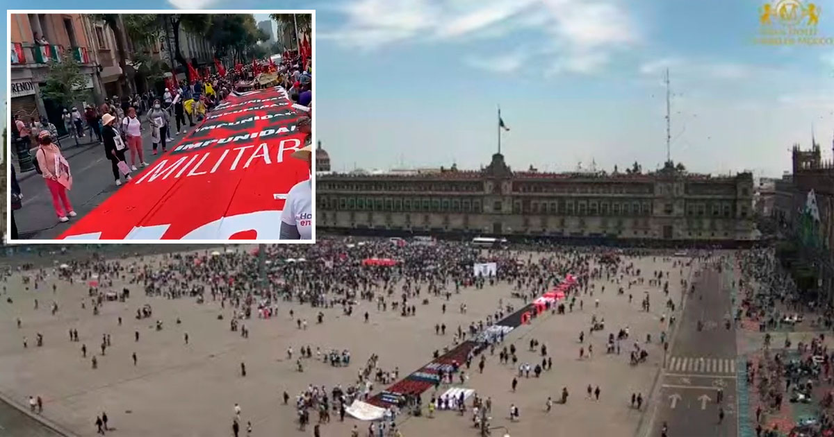 Hasta encontrarte da mensaje con su monumental manta en marcha del 2 de octubre