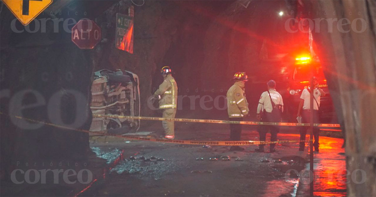 Accidente en túnel de Guanajuato capital deja dos muertos