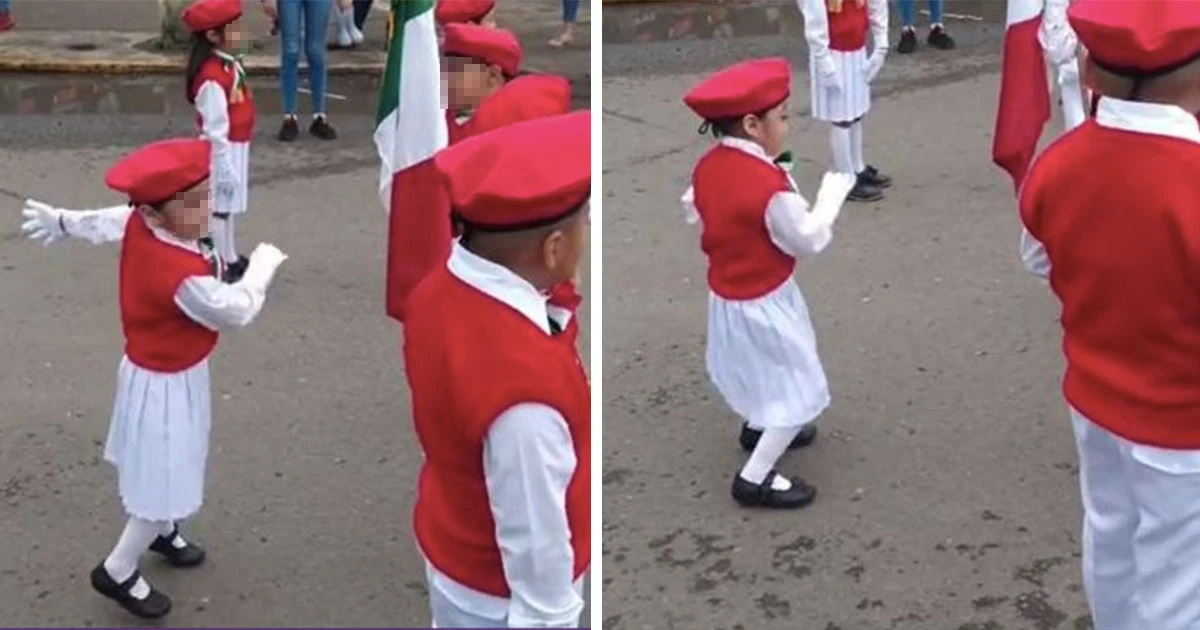 VIDEO: Pequeña sorprende y muestra sus pasos en pleno desfile de la Revolución