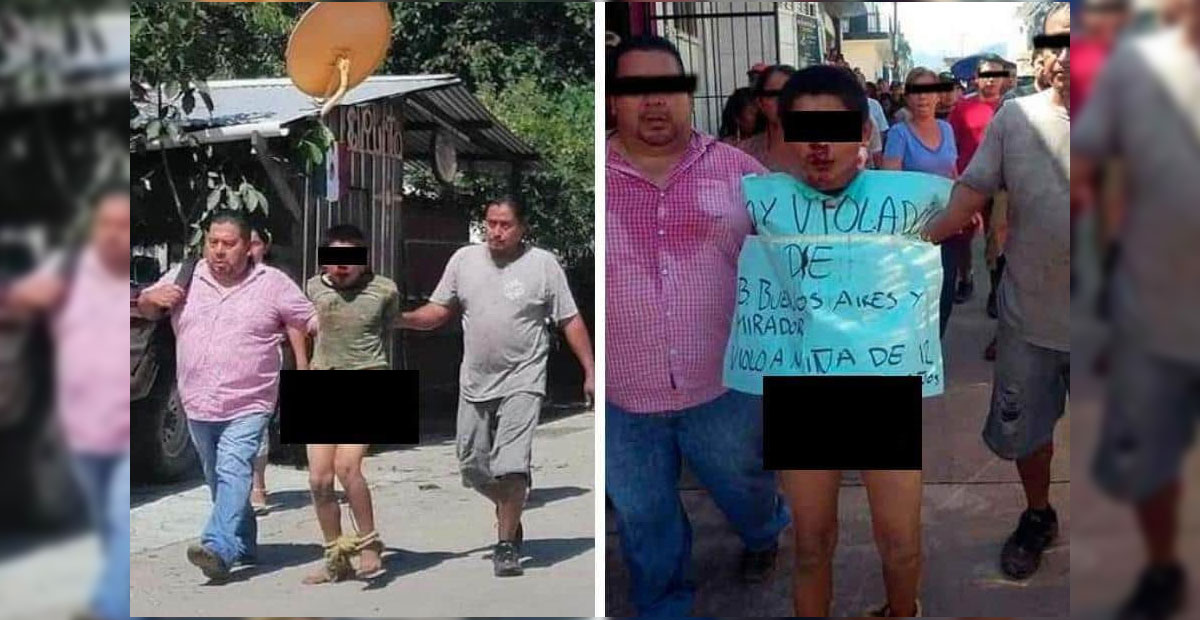 Jovencito es forzado caminar semidesnudo, después de ultrajar a una niña de 12 años