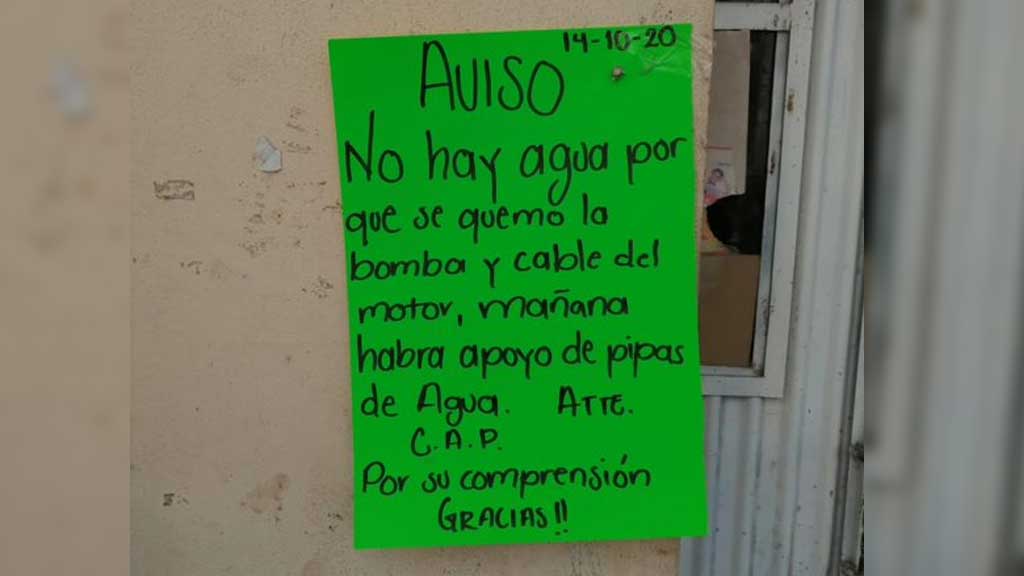 Restablecen servicio de agua potable en La Aurora