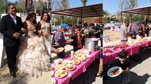 Quinceañera de Chihuahua celebra regalando comida a personas de la calle