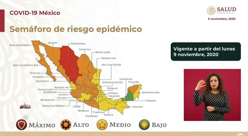 Estados del país aumentan su nivel en el Semáforo de Riesgo Epidemiológico