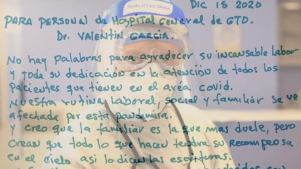 Envían emotiva carta al personal de salud de Guanajuato