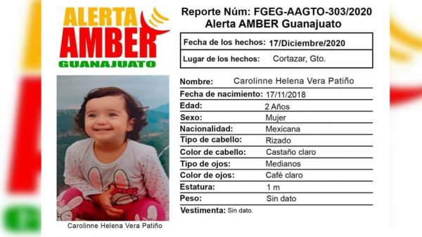 Activan Alerta Amber por la desaparición de una niña de 2 años en Cortazar