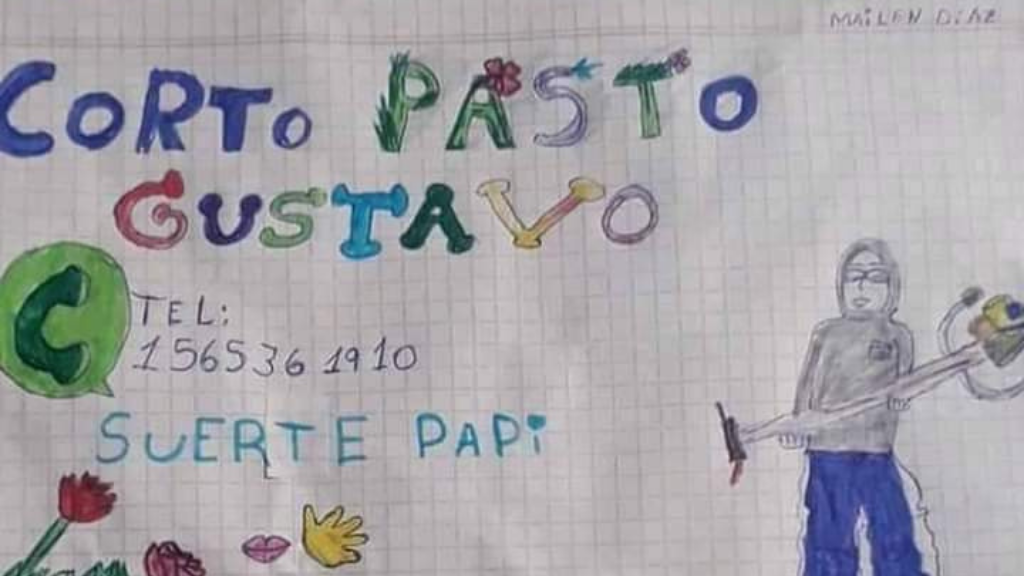 Niña hace tierno dibujo de su papá para que lo contraten como jardinero