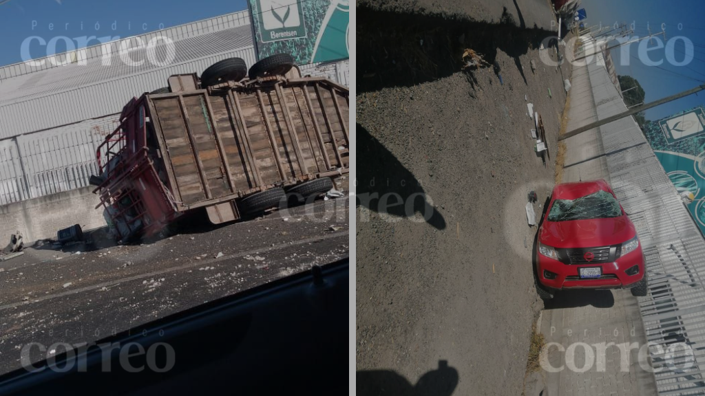 Fuerte accidente en la carretera Celaya – Cortazar; solo hubo daños materiales