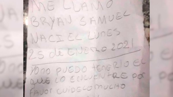 ‘Me llamo Bryan Samuel’: descubren a bebé en una bolsa de plástico