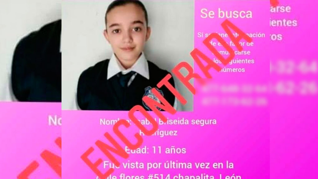 Localizan a Isabel, la niña reportada desaparecida en León