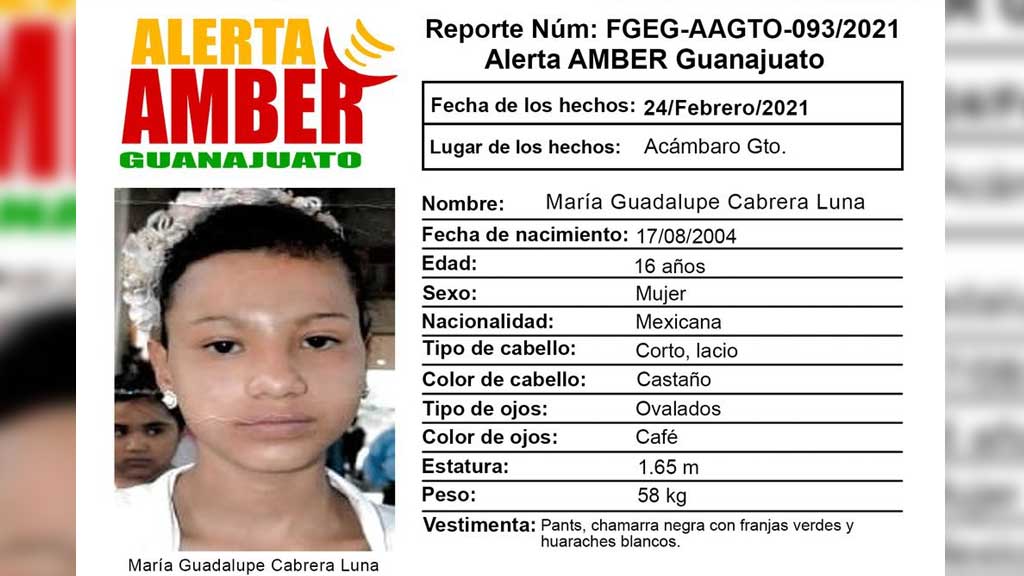 Ayúdanos a encontrar a María, acambarense de 16 años desaparecida