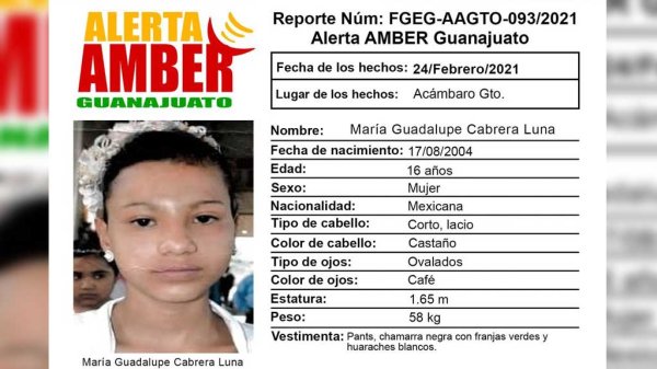 Ayúdanos a encontrar a María, acambarense de 16 años desaparecida