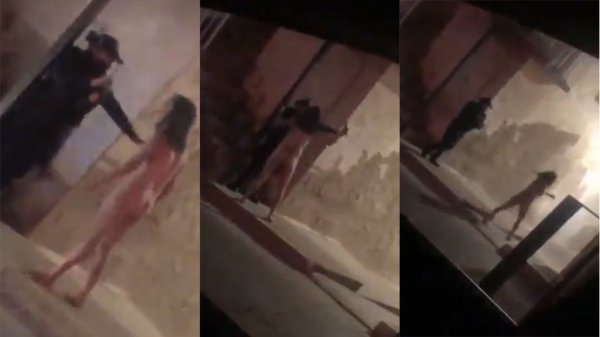 Video: Acuchilla a su pareja y, desnuda, ataca a policía en Las Huertas